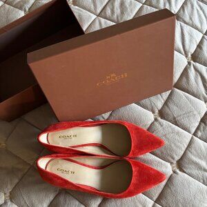 Coach Zoee Burnt Orange Suede Heels